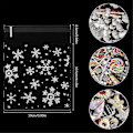 Miniatyrbillede 5 af 5: 200 stk. Snowflake Cookie Bag Klar Plastikpose Transparent Slik Jule