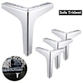 Pikkukuva 1 / 3: 1/4 kpl metalliset huonekalujalat sohvalle, tee-se-itse-kaapin jalat, huonekalujalat, kodinsisustus Silver 1PC 15cm