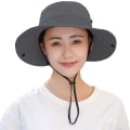 Miniatyrbilde 2 av 5: Dame Hestehale Solhatt UV-beskyttelse Foldbar Mesh Bred Bremskjerm Strand Fiskehatt Grey