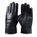 Miniatyrbillede 3 af 5: Fleece-foret tykkelse koldsikret pu varme bomulds handsker kørsel motorcykel vind og regn bevis læder handsker Palm non-slip cloth