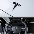 Miniatyrbillede 4 af 5: Tesla Model Y 3x Mat Sort T-Logo Hættebagagerum Rat Badge - YuJia