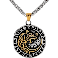 Miniatyrbilde 1 av 5: Viking Menn Rustfritt Stål Fenrir Ulv Rune Halskjede Norse Amulet Smykker Gave