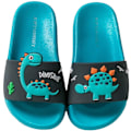 Miniatyrbild 1 av 4: Pojkar Flickor Slide Sandaler Söta Cartoon Dinosaurie Barn Anti-Slip Strand Sommar Tofflor Dusch Pool Skor（Inner längd 16 cm）
