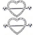 Miniatyrbillede 1 af 5: 2 par Hjerte Brystvorte Ringe 316l Rustfrit Stål Brystvorte Piercing Barbell 14g To-lags ZD NJ