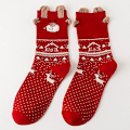 Miniatyrbild 8 av 8: Makfort 3 par julstrumpor dam bomull vinter varma julstrumpor ren snöflinga strumpor jul red