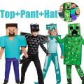 Miniatyrbilde 1 av 5: Minecraft Cosplay Kostyme for Barn - Fancy Dress for Gutter og Jenter - Festdrakt - Gave LightBlueTop  Pant  Cap XL 11-13Y 135-145cm