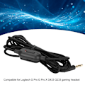 Miniatyrbillede 7 af 8: Gaming Headset Kabel Vævet Høretelefonledning med Lydstyrkekontrol og Mute-knap til Logitech G Pro G Pro X G433 G233 Sort