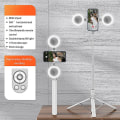 Miniatyrbild 3 av 3: R17ds 1,75 m bärbar Bluetooth Selfie Stick Retractable Tripod Telefonstativ Med Dubbla Fyllningsljus 360-graders roterande fotografering Live Streaming-enhet