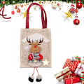 Miniatyrbillede 1 af 5: Lærred Tote Bag | Tote Bags Skuldertaske Genanvendelig | Cloud 3D Dukke Design Julemand og Elg Indkøbspose til Udendørs Rejser Fester Weekender