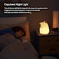 Miniatyrbillede 4 af 5: Kapibara Natlampe, Sød Silikon Genopladelig Dyrelampe, 2 Farver Justerbar Lysstyrke Med Timer 20 Minutter Til Sengen Soveværelse Stue