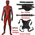Miniatyrbilde 1 av 4: Deadpool Kostyme Cosplay Barn Voksen Dress Anime Superhelt Cosplay Dødskelner Anime Voksen Service Leotard Hatter Tilbehør Anime 5PCS L