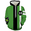 Miniatyrbild 1 av 4: Ben 10 Ultimate Omnitrix Cosplay Hoodie 3D-tryckt Huvtröja med Huva Herr Dam Casual Streetwear Zip Up Jacka Kappa 1 XS