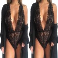 Miniatyrbillede 1 af 2: Kvinder Dyb V-hals Blonder Lingeri Body Natkjole Nattøj Sexet Undertøj M