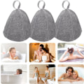 Miniatyrbild 5 av 5: 3 st bastuhattar - Grå filtbastuhatt för kvinnor och män Filthatt bastuhatt Bastuhattar Bastumössa Mössa Lämplig för bastu, spa och bad