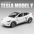Miniatyrbillede 1 af 4: 1:24 Tesla Model Y Model 3 Ladestation Legering Støbt Legetøjsbil Model Lyd Og Lys Børns Legetøj Samleobjekter Fødselsdagsgave