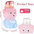 Miniatyrbild 2 av 5: Kawaii björn vattenflaska med sugrör och rem, 800 ml söta gradient färgade vattenflaskor bärbara läckagesäkra BPA-fria drickskoppar för barn flickor