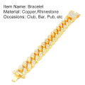 Miniatyrbilde 3 av 5: Hip Hop Herre Cubansk Lenke Kjede Armbånd Blanke Rhinestone Inlagt Armring Smykker