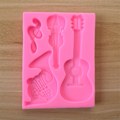 Miniatyrbillede 4 af 5: Kageform Guitar Form Bageform Silikone Slikform Til Hjem Kaesi