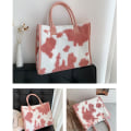 Miniatyrbilde 4 av 5: Skuldertaske til kvinder Skuldertaske Vinter varm håndtaske Cow pattern pink