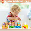Miniatyrbillede 2 af 4: Træstabeltog - Baby Block Pull Toy med formsortering Tidlig uddannelseslegetøj til småbørn drenge piger