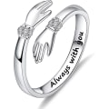 Miniatyrbillede 1 af 5: S925 Sterling Sølv Kram Ring Til Kvinder Teenagere Piger, Justerbar Ring Smykker Mors Dag Fødselsdagsgaver Til Døtre Mor Søster Kone Venner Bedstemor