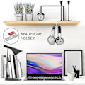 Pikkukuva 5 / 5: Kuulokemikrofoniteline, Kuulokemikrofoniteline Hanger Hook Alumiini Stick-on Liima Alusta Pöydän Alle Dual