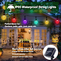 Miniatyrbilde 4 av 7: Solcellelys Utendørs Hage, 7,3 meter 50LED Hage Solcellelys Vanntette Krystallkule Eventyrlys Utendørs Julelys for Hage, Lysthus Warm White