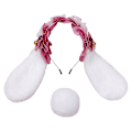 Pikkukuva 1 / 5: Rypytetty pitsihiuspanta irrotettavilla plussakorvilla, söpö jousi palvelijan hiuskoristeeksi juhliin White- - pink