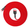 Slitesterk nylon USB-kabel - iPhone Lightning QC3 3m - rød