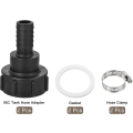 Miniatyrbillede 4 af 5: Sourcing Map IBC Tank Slange Adapter 60mm Grov Gevind Til 25mm Pigtråds Slangeforbindelse Fitting Sort Pakke Med 2