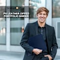 Miniatyrbillede 3 af 5: Skrivemappe A4 med lynlås, clipboard businessmappe konferencemappe, dokumentmappe læder, portefølje padfolio blå