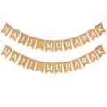 Pikkukuva 3 / 3: Hajj Mubarak -festivaalilippu Häntälippu Tähti Kuu Garland Burlap Bunting Lippu Pellava Häntämuotoinen Juhlatarvikkeet Koristeet