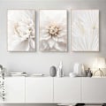 Miniatyrbillede 2 af 5: Sæt med 3 plakater, hvide rosenblomster billeder, moderne lærreds malerier, uden ramme, boho billedsæt, vægdekoration til stue, soveværelse 40*50cm
