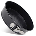 Miniatyrbillede 6 af 6: Tykk rund låsespænde non-stick kageplade pizzaplade flytbar spænde kulstofstål bageplade kageform sort black 3pcs