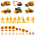 Pikkukuva 2 / 9: 1:64 seoslegering-ingenieurstruck-graafmachine-vorkheftruck met 24 sets verkeersborden