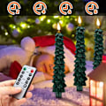 Miniatyrbillede 4 af 5: 4 stk. Flammeløse Lys LED Juletræ Formet Lys med 3D Flamme Væge Batteridrevet Lys med Fjernbetjening Timer til Hjemmeindretning White