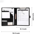 Miniatyrbilde 4 av 5: Svart - Skinnmappe A4 Mappe Business Mappe Skrivemappe Klippbord Konferansearrangør Med Notatblokk