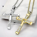 Pikkukuva 3 / 5: 316l ruostumaton teräs Fast And Furious -elokuvien näyttelijä Dominic Toretto Rhinestone Cross Crystal -riipusketju kaulakoru miesten korut