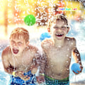 Miniatyrbild 7 av 9: 50-pack återanvändbara vattenstudsbollar absorberande bomullsbollar för utomhuspool strandfester