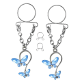 Miniatyrbilde 2 av 5: 8xbutterfly Nippelring Justerbar Nippelklemmer Kroppssmykker Lyseblå