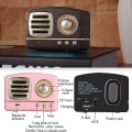 Miniatyrbild 5 av 5: Bärbar Bluetooth Retro Högtalare, Trådlös Mini Vintage Högtalare