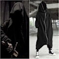 Miniatyrbillede 4 af 5: Unisex Langærmet Hættetrøje Nazgul Lang Frakke Lynlås Lukning Fleece Foret Lang Hoodie - Snngv XL