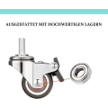 Miniatyrbild 4 av 5: 4-pack små möbelhjul 25 mm mjuka TPE-gummihjul M6 x 15 mm gänga (2 st med broms) (25 mm)