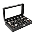 Miniatyrbilde 1 av 5: Watchbox / Klockbox 12 klokker Carbon Luxury modell i sort CW012