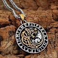 Miniatyrbillede 4 af 5: Viking Mænds Rustfrit Stål Fenrir Ulv Rune Halskæde Nordisk Amulet Smykker Gave