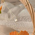 Miniatyrbilde 4 av 4: 2022 Trendy Hjerteformet anheng halskjede Opal kjede skinnende kvinner temperament smykker choker halskjede bryllup smykker gaver 144