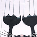 Miniatyrbillede 3 af 5: Trykt polyester bruseforhæng kat (sort kat, 180x180)