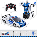Miniatyrbillede 2 af 4: 2i1 Bil (hvid) Fjernbetjening Robot, 1:18 Transformer Legetøj Gave Til Drenge Piger 3 4 5 6 7+ År Gamle, Rc Bil Robot Legetøj Transformerbar 2.4ghz Politi Bil