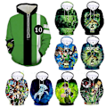 Pikkukuva 2 / 4: Ben 10 Ultimate Omnitrix Cosplay -huppari 3D-tulostettu huppari miesten ja naisten rento katutyyli vetoketjullinen takki 1 kids 110