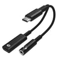 INF USB-C-adapter för 3,5 mm hörlurar och USB-C-laddning Sort